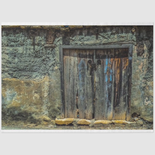 Papel De Seda Desligamento Rustic Old Door 20x30 (Frente )