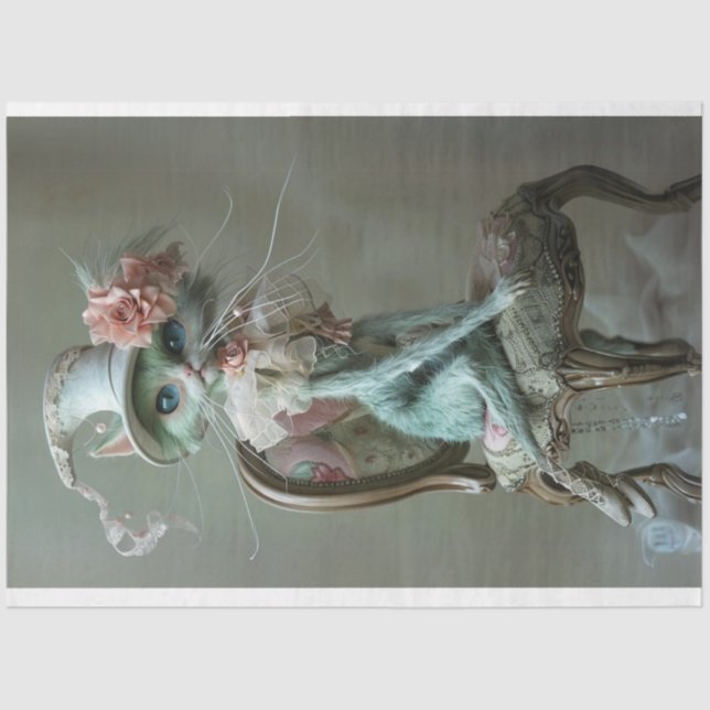 Papel De Seda Desligamento sofisticado de gatos por vintagem Whi (Frente )