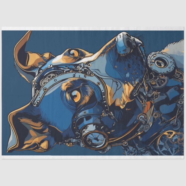Papel De Seda Desligamento Steampunk Cobalt Blue (Frente )