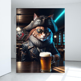 Papel De Seda Desligamento - Um gato-pirata de couro -