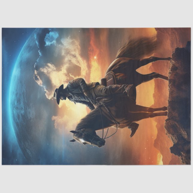 Papel De Seda Desligar a Lua do Cavalo da Cena Ocidental (Frente )