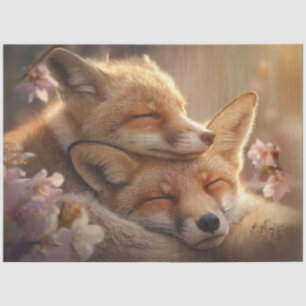 Papel De Seda Desligar a Mãe Raposa Bebê Dormir para a Frente