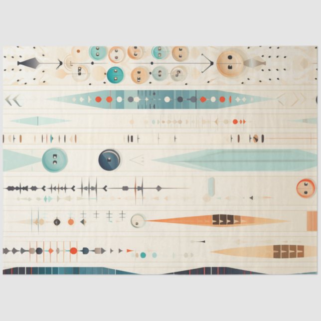 Papel De Seda Desligar Abstrato Formas Padrões Azul Laranja (Frente )