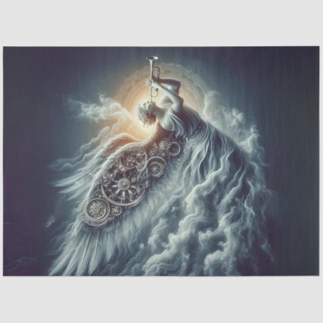 Papel De Seda Desligar Anjo Celestial Soprando um Trompete (Frente )
