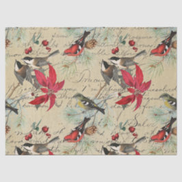 Papel De Seda Desligar Aves de Natal e Poinsettia