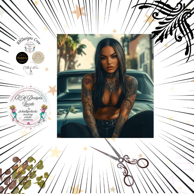 Papel De Seda Desligar Carro Clássico e Poster Chic Tatuado (Criador carregado)