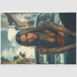 Papel De Seda Desligar Carro Clássico e Poster Chic Tatuado