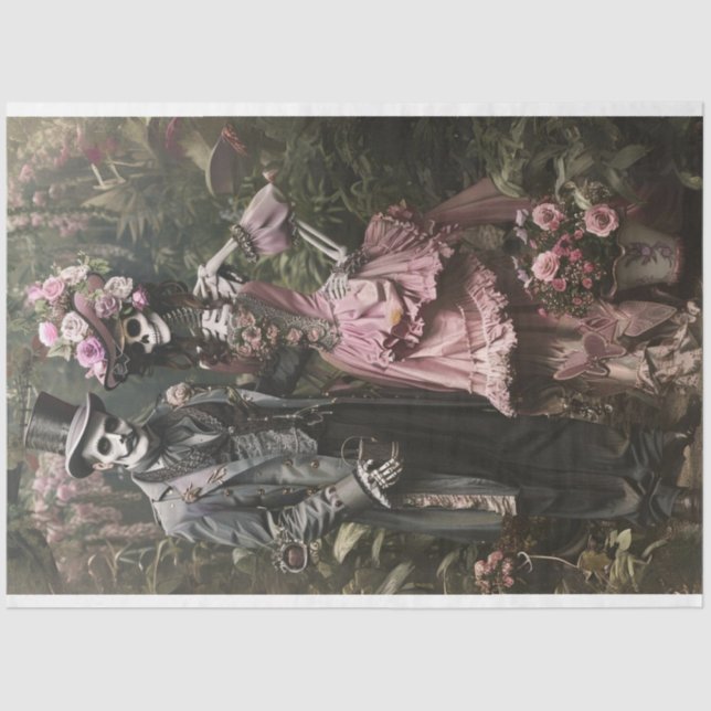 Papel De Seda Desligar Casal de Esqueleto Vitoriano (Frente )