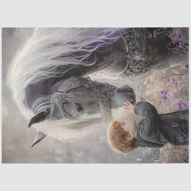 Papel De Seda Desligar Cavalo Majestoso do Menino (Frente )