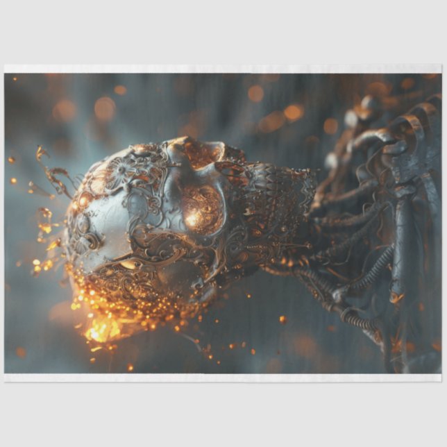 Papel De Seda Desligar Fantasia do Caveira Steampunk (Frente )