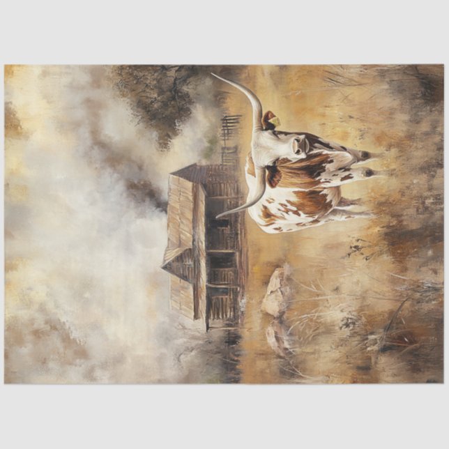 Papel De Seda Desligar Fazenda Longhorn Campo Estradas (Frente )