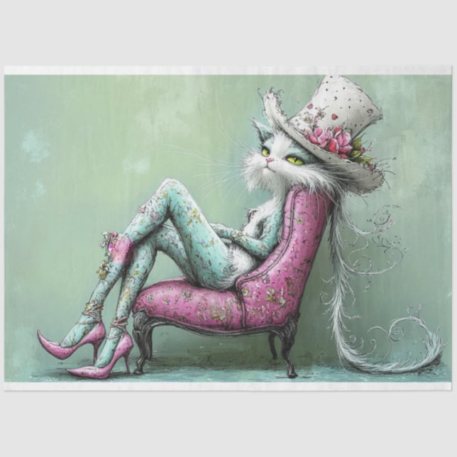 Papel De Seda Desligar felino sofisticado e sofisticado em Loung (Frente )