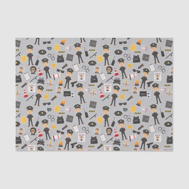 Papel De Seda Desligar Festa de aniversário do Policial (Frente )