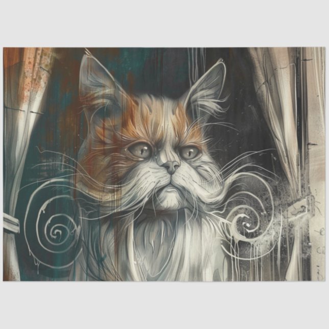 Papel De Seda Desligar Glamor Cat Mustache Abstrato (Frente )