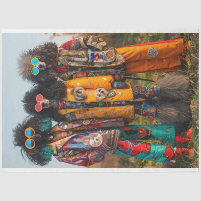 Papel De Seda Desligar Hippie Boho Standard Poodle Sisters (Frente )