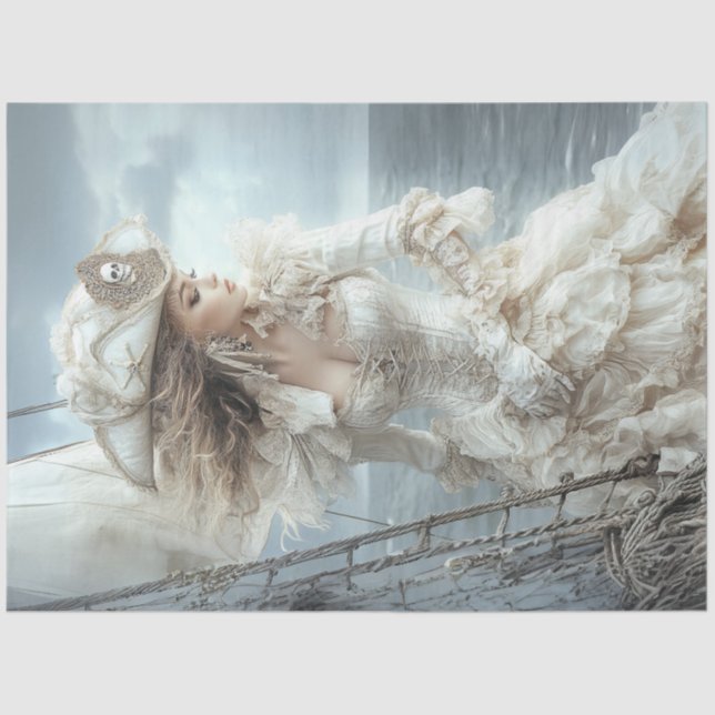 Papel De Seda Desligar loira pirata vestido branco (Frente )