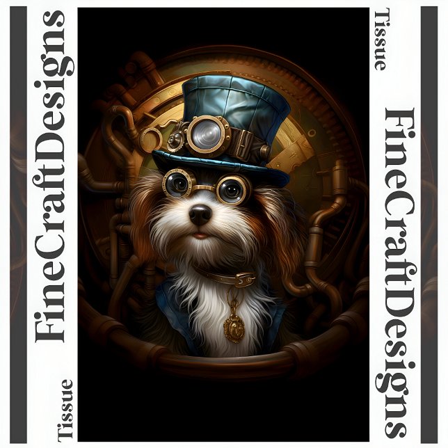 Papel De Seda Desligar Mousseline Steampunk Dog Faux Ink L 033 (Criador carregado)