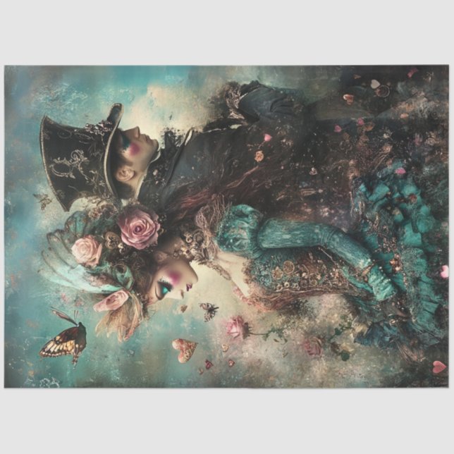 Papel De Seda Desligar Namorados Steampunk Casal Apaixonado (Frente )