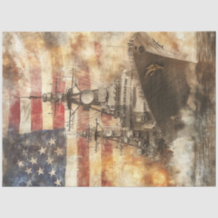 Papel De Seda Desligar o navio de guerra dos EUA no mar