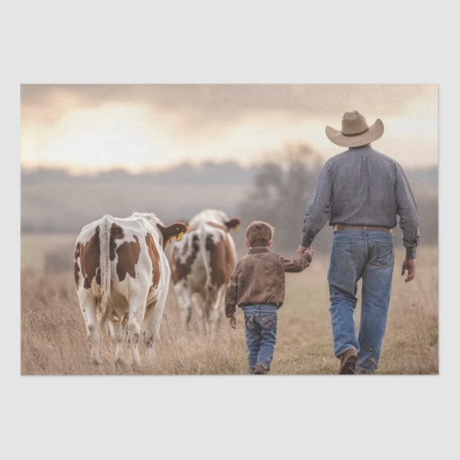 Papel De Seda Desligar Padre Filho Mão N Fazenda Mão Bovinos (Frente )