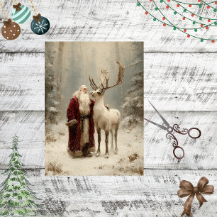 Papel De Seda Desligar Papais noeis de Vintage Reindeer Snowy Fo