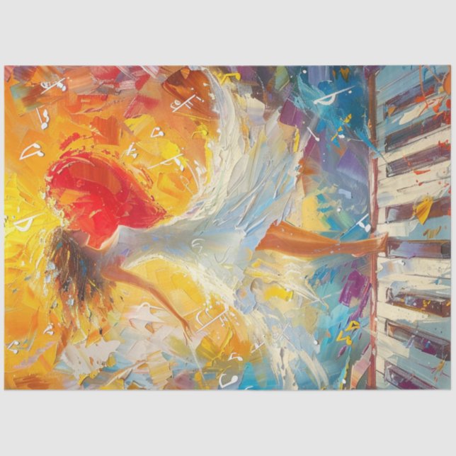 Papel De Seda Desligar pintura de óleo de mulher branca no tecla (Frente )