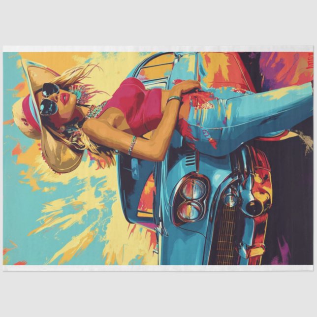 Papel De Seda Desligar Poster de Chic Clássico do Carro (Frente )