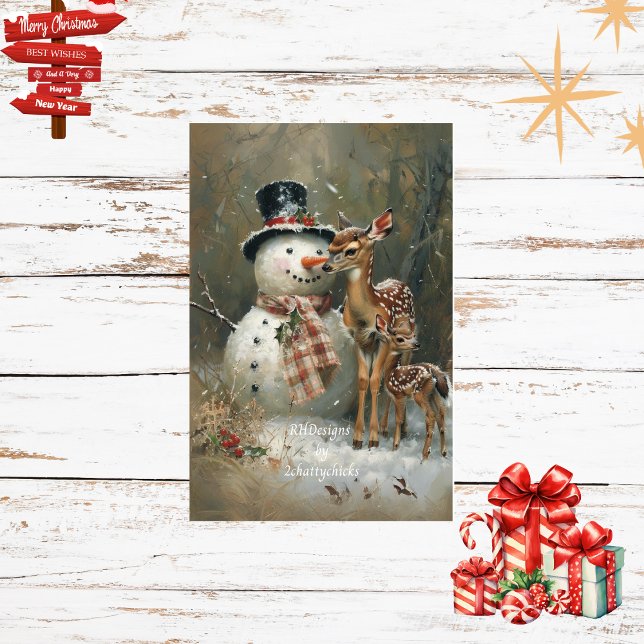 Papel De Seda Desnupage Snowman & Reindeer Snowy Woodlands (Criador carregado)