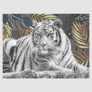 Papel De Seda Desnupage Tropical Palm de Tigre Branco Bengala