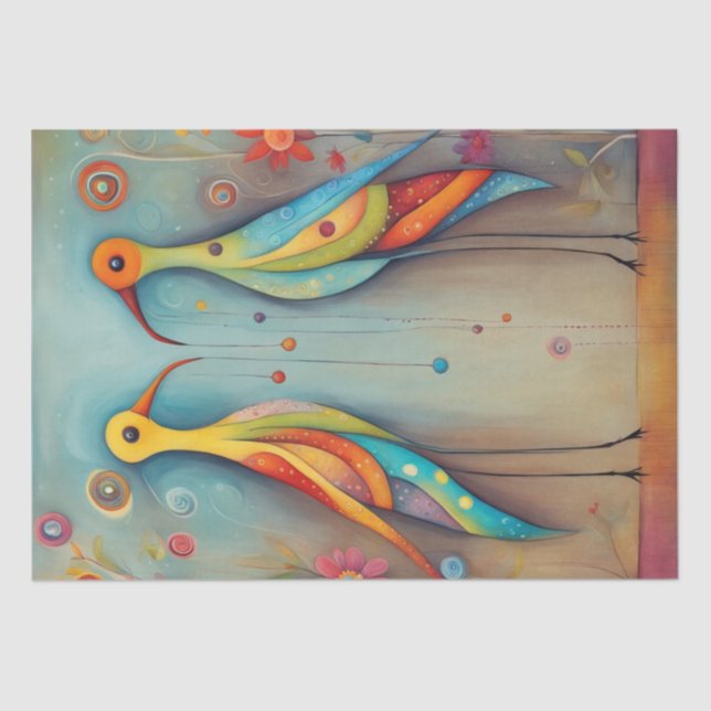 Papel De Seda Desnutação de aves de pernas longas e brilhantes (Frente )