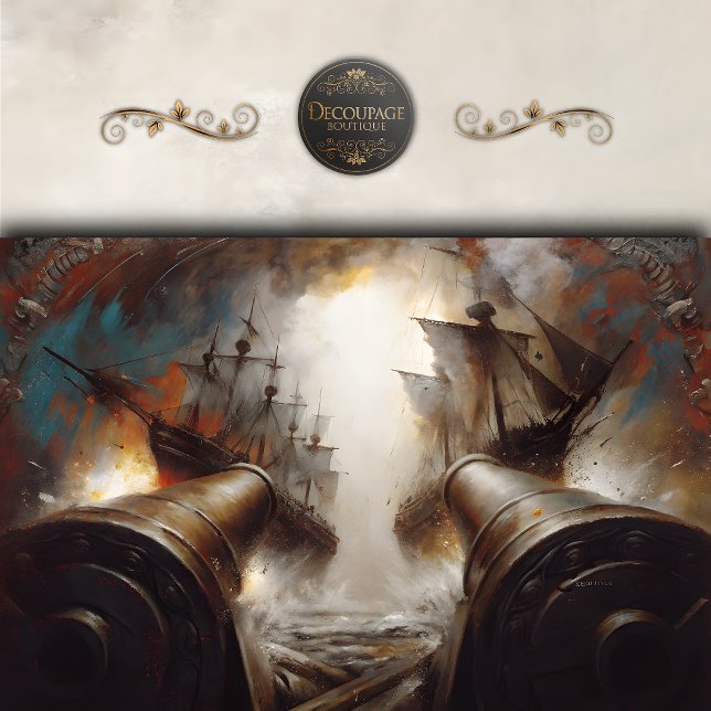 Papel De Seda Desocupação da Batalha Naval (Naval Warship Battle Decoupage Tissue Paper)