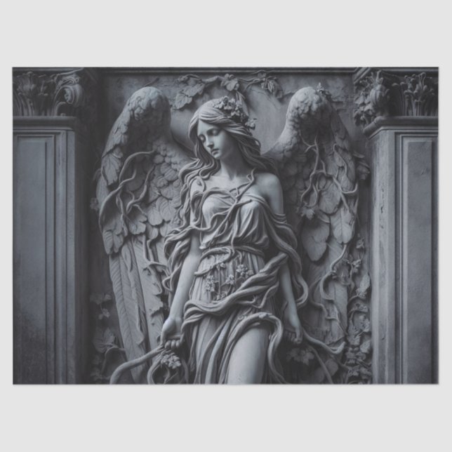 Papel De Seda Desocupação da Escultura do Anjo Gótico e das Vinh (Frente )