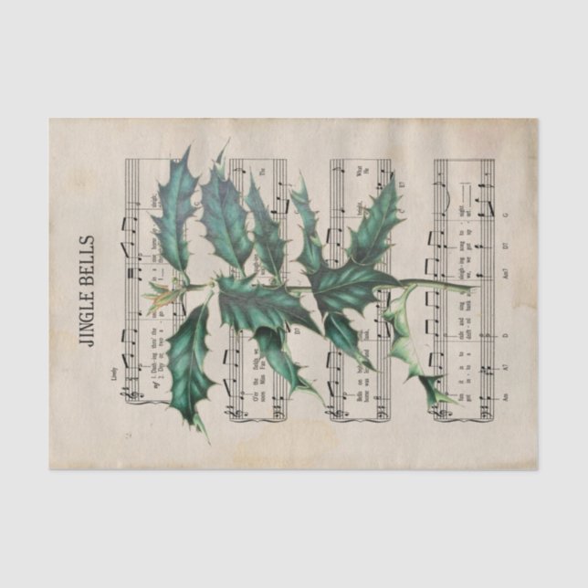 Papel De Seda Desoupage da canção de natal Jingle Bell Ephemera (Frente )