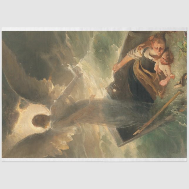 Papel De Seda Desoupage de Trabalho de arte de Anjo do Guardião (Frente )