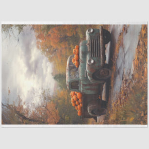 Papel De Seda Despojamento Rusty Velha Cena Azul Caiu Pumpkins