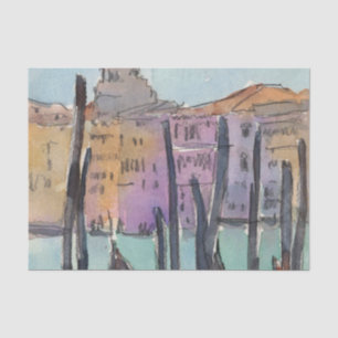 Papel De Seda Destinos Duas Gondolas em Veneza Sketch