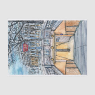 Papel De Seda Destinos Entrada do Metro Watercolor Vintage