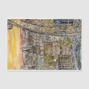 Papel De Seda Destinos   Watercolor Big Ben & London Eye