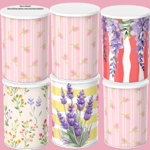 Papel De Seda Desvinculação de listras brancas florais cor-de-ro