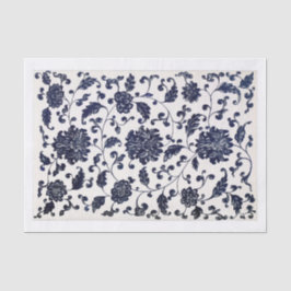 Papel De Seda Desvinculação de padrão floral azul