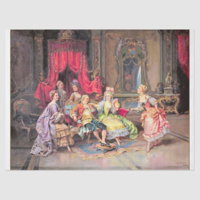 Papel De Seda Desvinculação do partido Elegante do século XVIII (Frente )