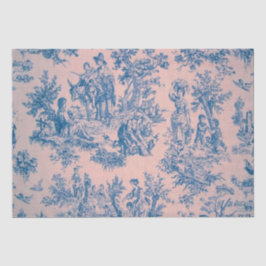 Papel De Seda Desvinculação do toile de jouy azul e rosa