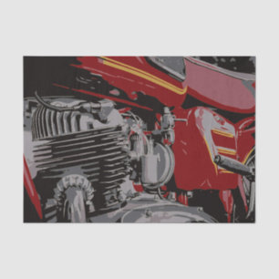 Papel De Seda Detalhe da motocicleta vermelha