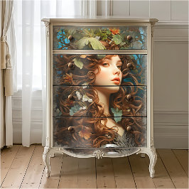Papel De Seda Deusa Elegante Vitoriana Arte Nova Vintage