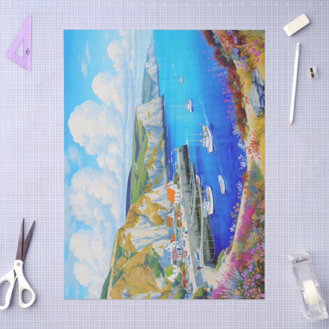 Papel De Seda "Devon Harbor Dreamscape" - Uma paisagem marinha i (Arte )