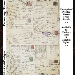 Papel De Seda Dez Postais Antigos Manuscritos ES1F Decoupage