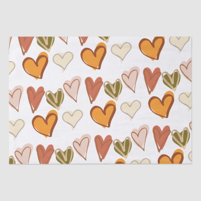 Papel De Seda Dia de os namorados Boho Hippie Heart Tissue Paper (Frente )