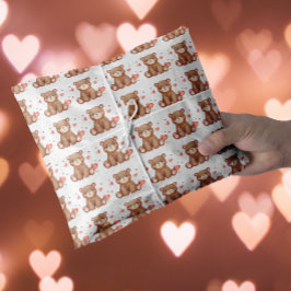 Papel De Seda Dia de os namorados de Urso de Aquarela