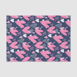 Papel De Seda Dia de os namorados Pink Heart Doodle Sketch