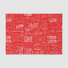 Papel De Seda Dia de os namorados Red White True Love Word Art